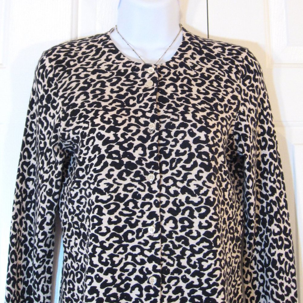 J. Crew | 'Caryn' Animal Printed Cotton Cardigan - Picture 3 of 9